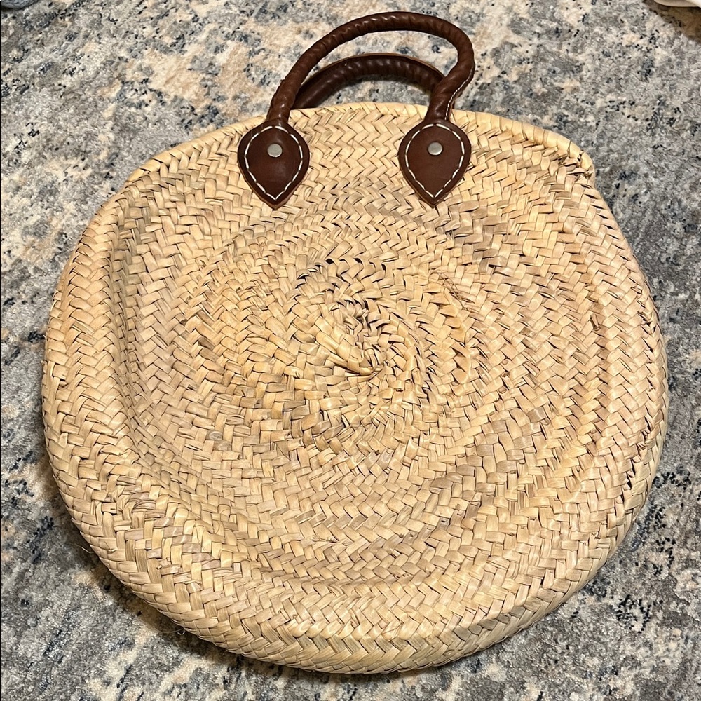 Poolside - Straw Tote with Leather Handles
